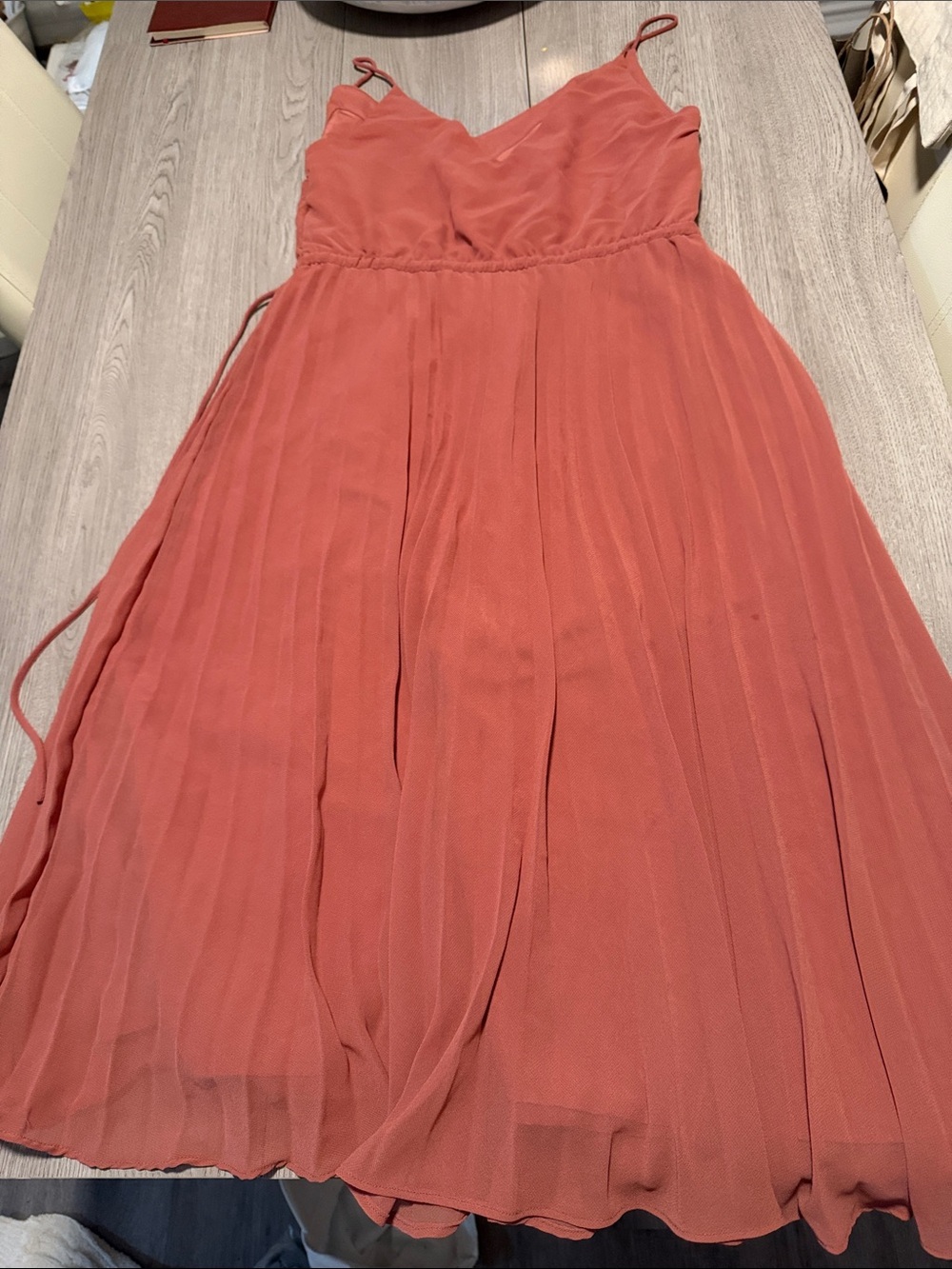 ASOS Rust Spaghetti Strap Pleated Maxi Dress